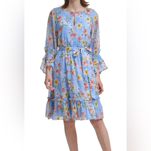 Calvin Klein Dresses & Skirts - Calvin Klein Floral Blue Dress size 14W